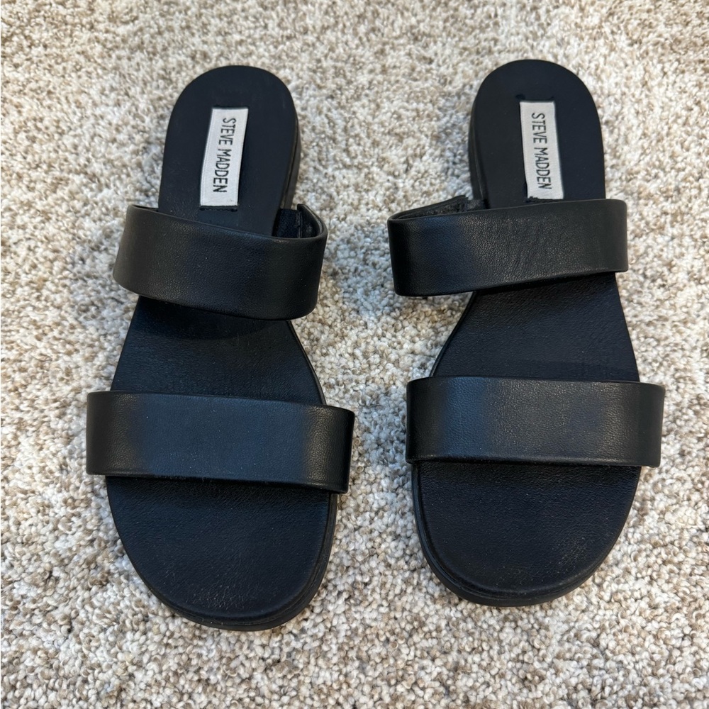 Steve Madden Women's Dual Flat Sandal - Black - 7.5